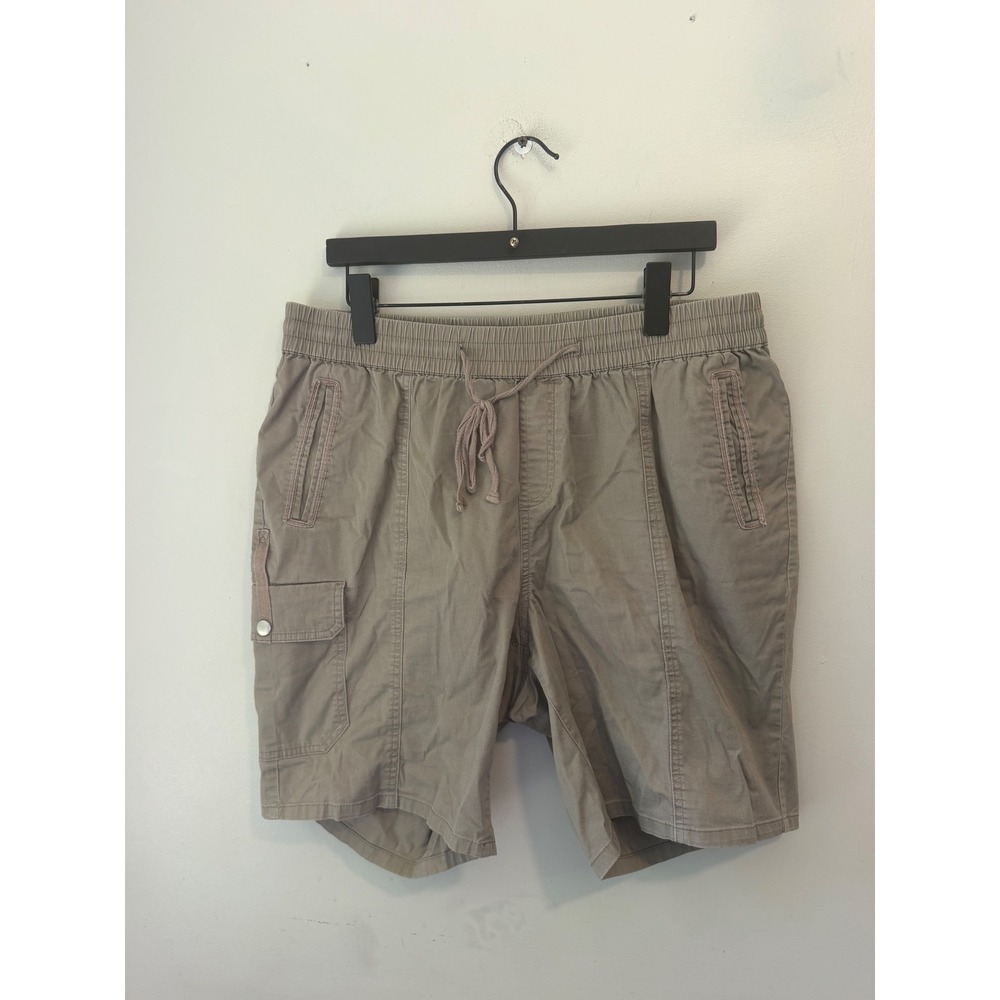 Cato Women Plus Size 14/16W Cargo Shorts Olive Taupe Elastic Waist Drawstring